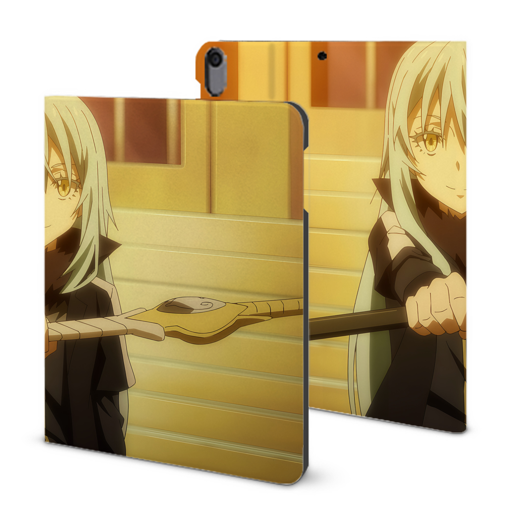 （画像用） 転スラ Regarding Reincarnated to Slime IPad ケース ブック型 PUレザー TPU 耐衝撃 軽量 薄型 ペン収納なし 全面保護 IPad 各モデル対応
